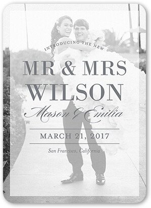 Wedding Announcements: Clean Overlay Wedding Announcement, White, Matte, Signature Smooth Cardstock, Rounded