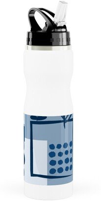 Photo Water Bottles: Squared Sea - Blue Stainless Steel Water Bottle With Straw, 25Oz, With Straw, Blue