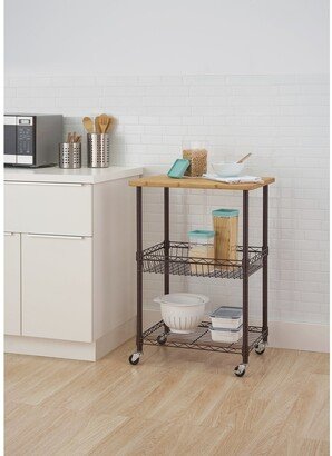 Basics Bamboo Top Kitchen Cart in Dark Bronze