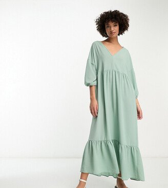 ASOS DESIGN Tall chuck on smock midi dress in light sage