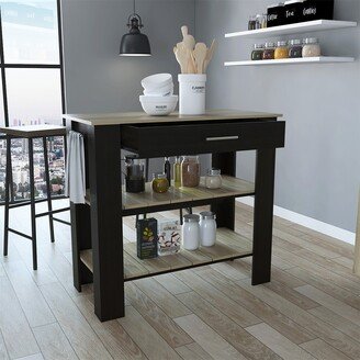 BESTCOSTY Kitchen Island with Two Shelves, One Drawer, Four Legs