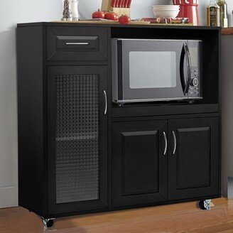 NA Rolling Kitchen Cart with Built-In 2-Plug Outlet and Drawer Storage