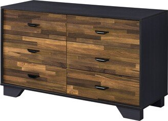 47 Walnut Black And Finish Manufactured Wood Six Drawer Double Dresser