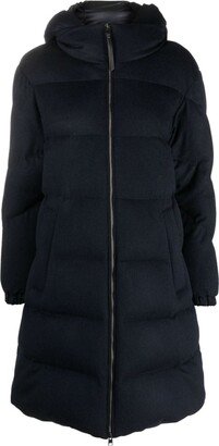 Funnel-Neck Padded Wool Coat