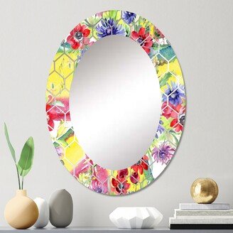 Designart 'Vibrant Wild Spring Leaves and Wildflowers V' Printed Modern Wall Mirror