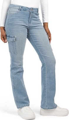 High Waist Recycle Denim Skinny Bootcut Jeans With Cargo Pockets for Women