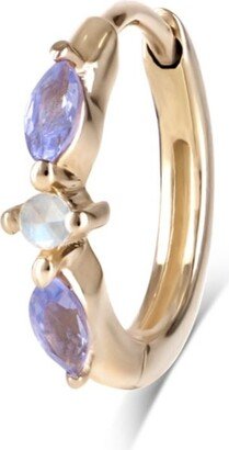 Zohreh V. Jewellery Tanzanite & Moonstone Huggie Hoop 9K Gold