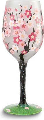 Curata Hand-Painted Cherry Blossom Wine Glass