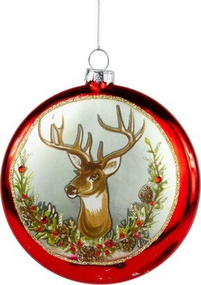 Northlight 4 Glittered Reindeer Glass Christmas Disc Ornament