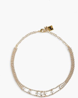 Gold-tone crystal choker