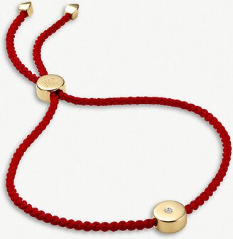 Womens Red Linear Solo 18ct Yellow Gold-plated Vermeil Silver and Diamond Friendship Bracelet