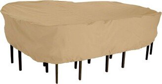 Tan Terrazzo Water-Resistant Oval Patio Table and Chair Set Cover