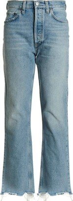 Mid-Rise Frayed Hems Bootcut Jeans