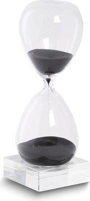 Curata Black Sand Hand-Blown Glass 30-Minute Hourglass with Stand