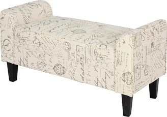 Homcom Contemporary Linen Armed Ottoman Bench Home Decor Beige - Beige/khaki