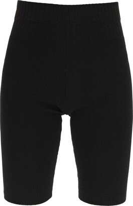 Knee-Length Ribbed Knit Shorts