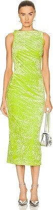 Crushed Stretch Evening Dress in Green