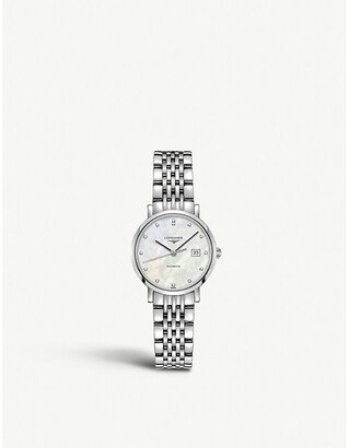 Womens Silver L4.309.4.87.6 Elegant Diamond, Mother-of-pearl and Stainless Steel Watch