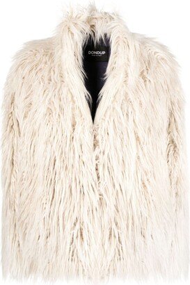 V-neck faux-fur jacket-AA