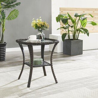 Gymojoy Outdoor Wicker Side Table Patio Rattan Furniture Table