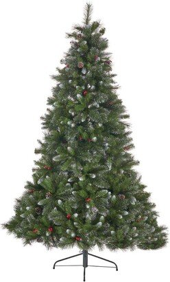 7.5-foot Mixed Spruce Unlit Hinged Artificial Christmas Tree with Glitter Branches