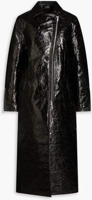 Crombie faux patent-leather coat
