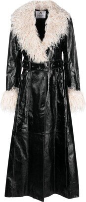 Belted Leather Trench Coat-AF