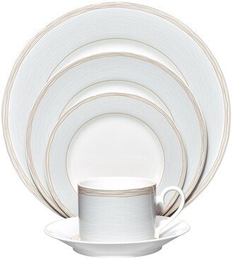 Linen Road 5 Piece Place Setting - White, Gold, Grey