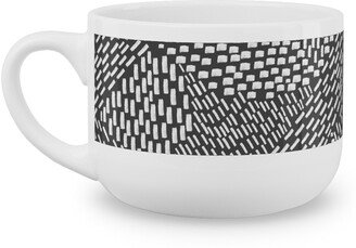 Mugs: Abstract Brushstrokes Latte Mug, White, 25Oz, Black