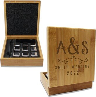 Custom Wedding Initial Whiskey Rocks Gift Set - Personalized & Engraved For A