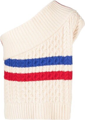 One-Shoulder Cable-Knit Vest