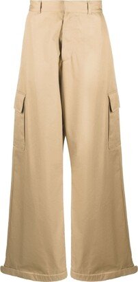 Drill wide-leg cotton cargo trousers