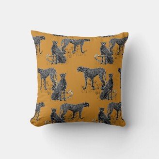 Orange Two Resting Leopards Throw Pillow Cover - Leopard Decor Cushion Covers, Tropical Jungle Animal Jaguars Cases