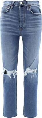 Distressed Straight Leg Jeans-AC