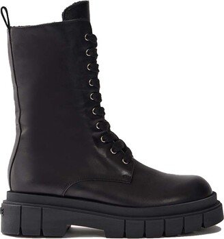 Warrior Shearling-lined (r) Leather Combat Boot For Women