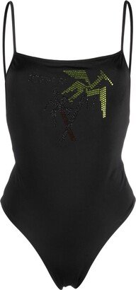 Bead-Embellished One-Piece Swimsuit