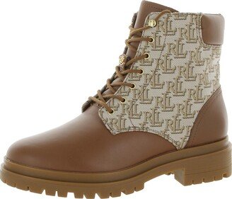 Carlee Womens Suede Shearling Combat & Lace-up Boots