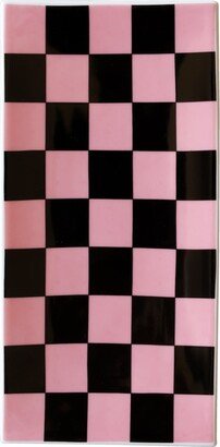 Rockett St George Black & Pink Checkerboard Trinket Tray