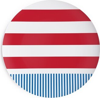 Salad Plates: American Flag - Red, White And Royal Blue Salad Plate, Blue