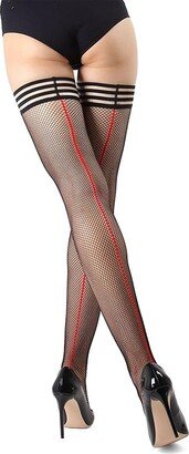 Back Seam Fishnet Thigh High Stockings