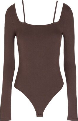 Jersey Cold-shoulder Bodysuit Bodysuit Dark Brown