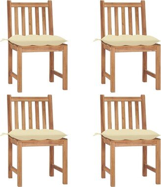 Patio Chairs 4 pcs with Cushions Solid Teak Wood