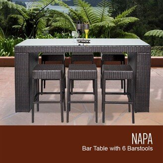 Barbados Bar Table Set Backless Barstools 7 Piece Outdoor Furniture