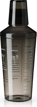 Smoke Recipe Shaker, Tinted Plastic Cocktail Shaker, Includes 7 Drink Recipes with Measurements, Gray Finish