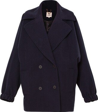 Julia Allert Dark Blue Short Double-Breasted Coat Oversize