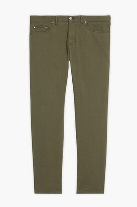 Cotton-blend twill straight-leg pants