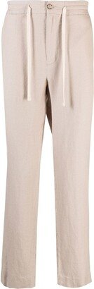 Drawstring Straight-Leg Trousers-BK