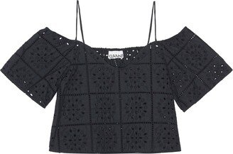 Broderie Anglaise Cropped Top-AA