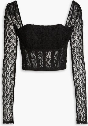 Petina cropped cotton-blend lace top