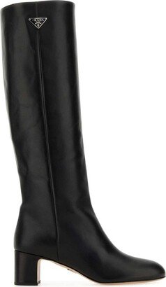 Triangle Logo Plaque Knee-High Boots